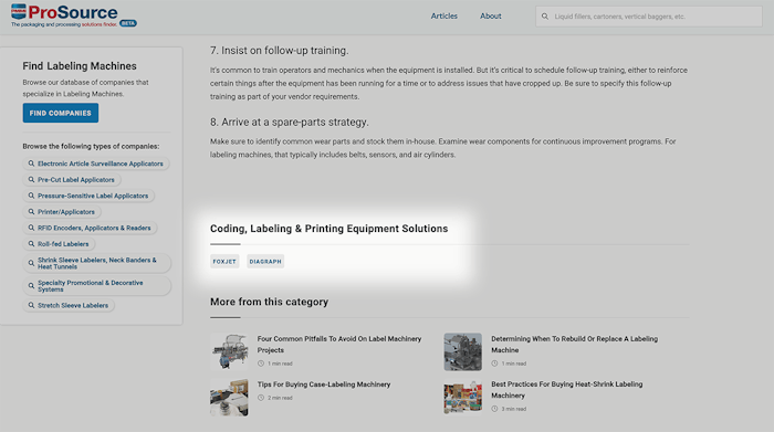 Example of your company link on a ProSource article page