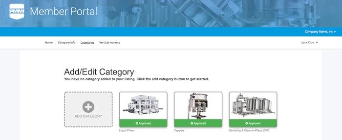 Screenshot of the PMMI Member Portal page